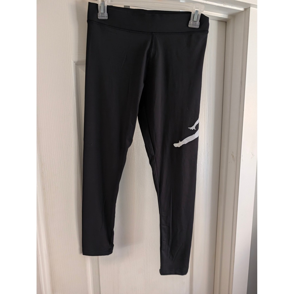 Jordan Girls XL Essentials Leggings Black White Jumpman Logo Tights 45B793-023 - Picture 3 of 4
